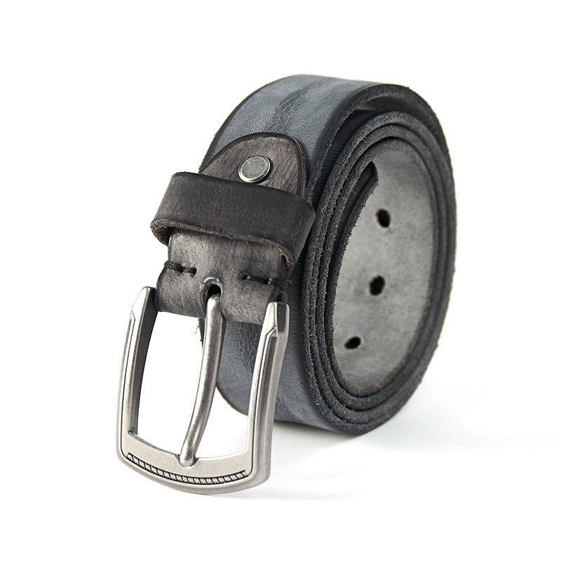 Jeanity Denim – Men's Wide Cowhide Leather Belt — Vintage Pin Buckle – JeanityDenimMensWideCowhideLeatherBeltVintagePinBuckleDetail20260311134655jpg