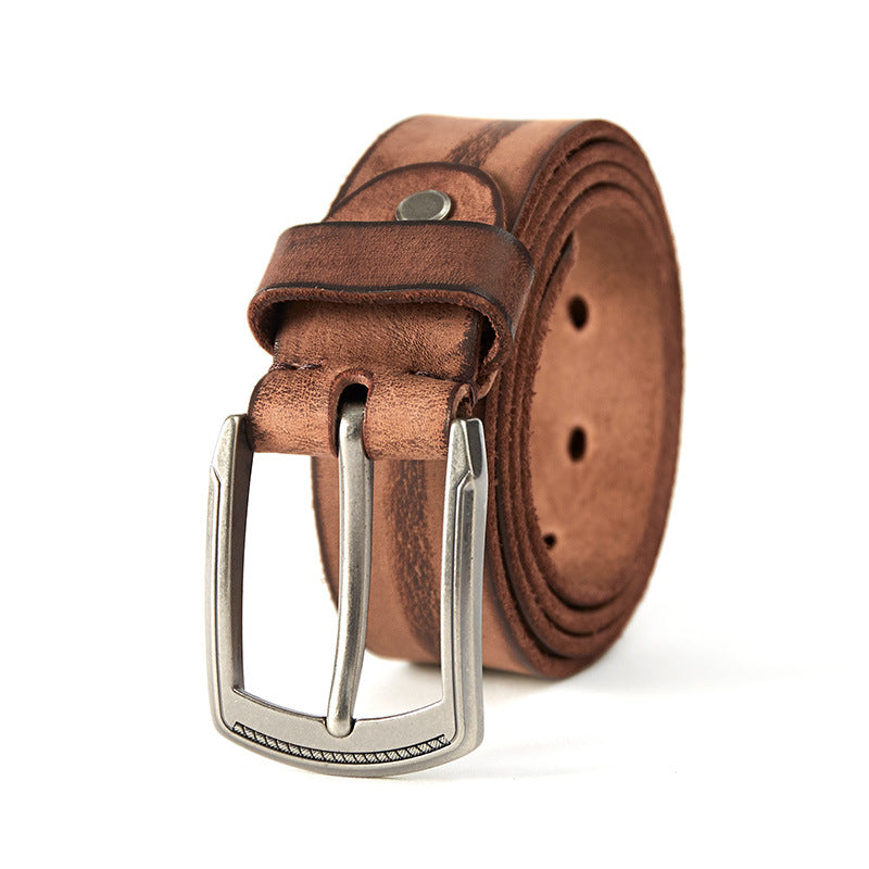 Jeanity Denim – Men's Wide Cowhide Leather Belt — Vintage Pin Buckle – JeanityDenimMensWideCowhideLeatherBeltVintagePinBuckleFlat20260311134655jpg