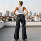 High Waist Wide Leg Jeans - Dark Gray