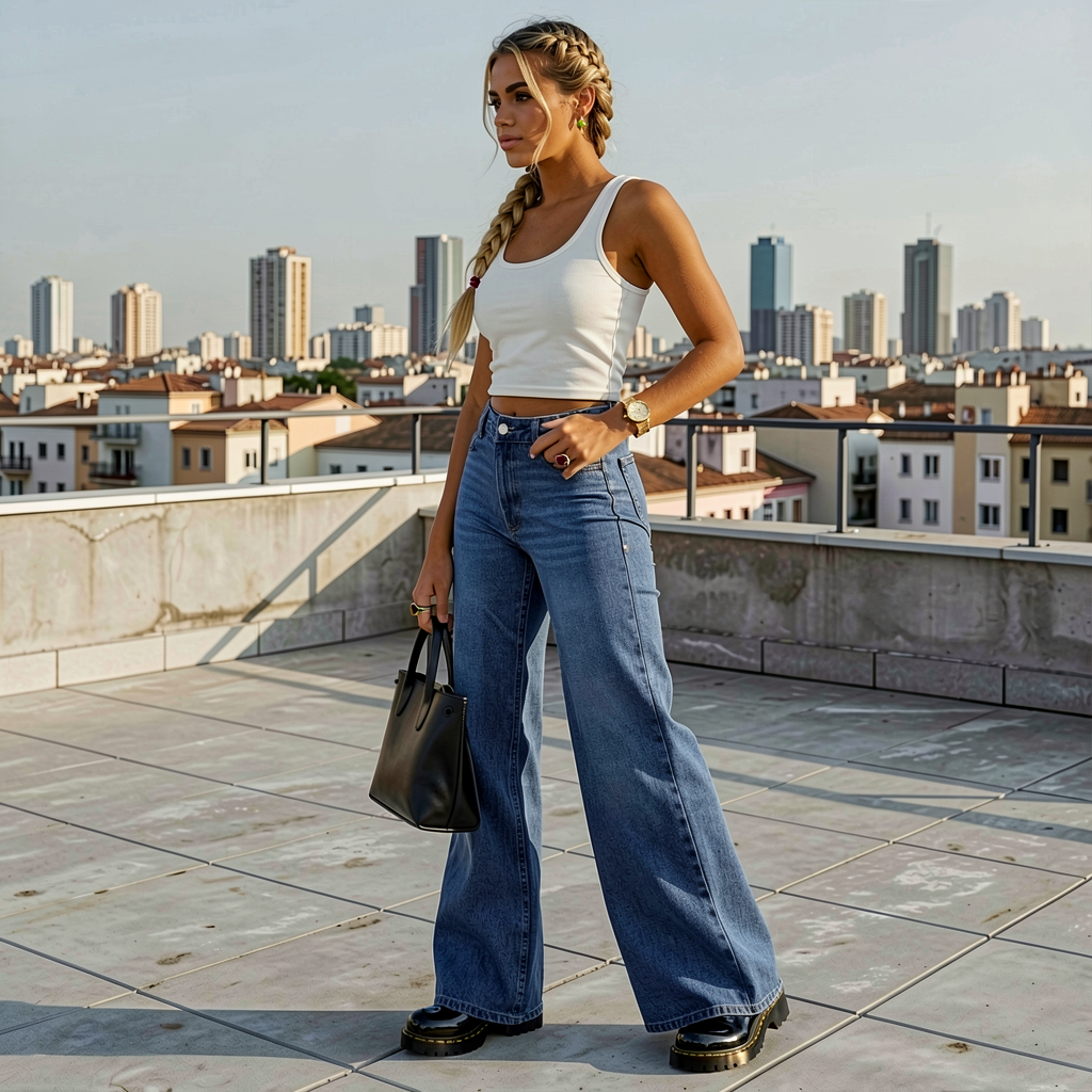 High-Rise Wide Leg Jeans - Classic Indigo