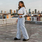 High-Rise Wide Leg Jeans - Light Blue