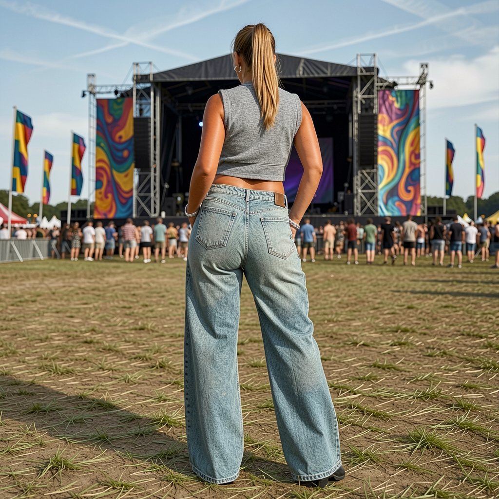 Wide Leg Low Waist Denim Jeans – Sky Blue