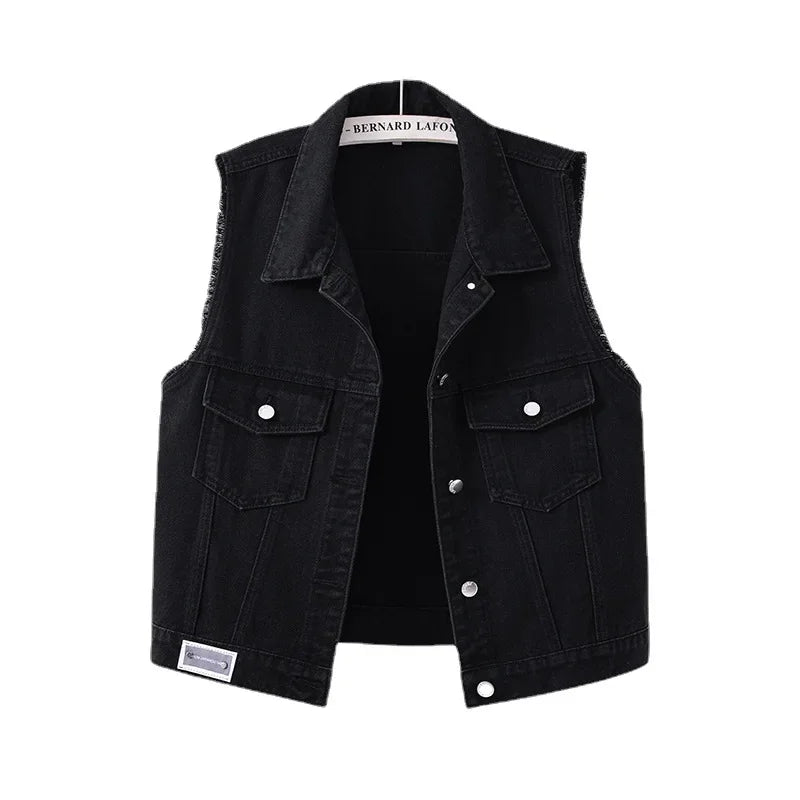 Jeanity Denim – Women's Black Denim Vest – JeanityDenimWomensBlackDenimVestWomensBlackDenimVestDetailView20260326222947webp