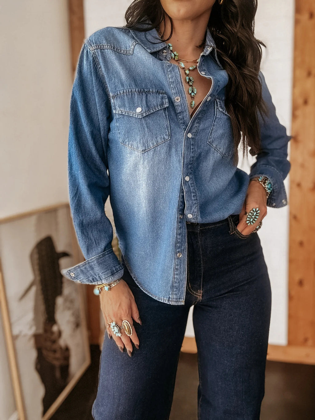 Jeanity Denim – Women's Classic  Faded Denim Shirt – JeanityDenimWomensClassicFadedDenimShirtLifestyle20260217011837jpg