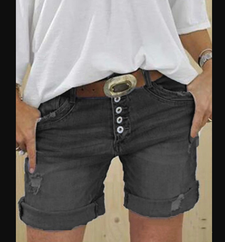Jeanity Denim – Women's Distressed Denim Shorts – JeanityDenimWomensDistressedDenimShortsDetail20260221232451jpg