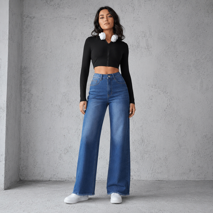 Jeanity Denim – Women's High Waist Loose Straight Leg Jeans 