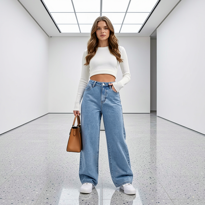 Jeanity Denim – Women's High Waist Straight Leg Washed Denim Jeans – JeanityDenimWomensHighWaistStraightLegWashedDenimJeansFlat20260526033607png