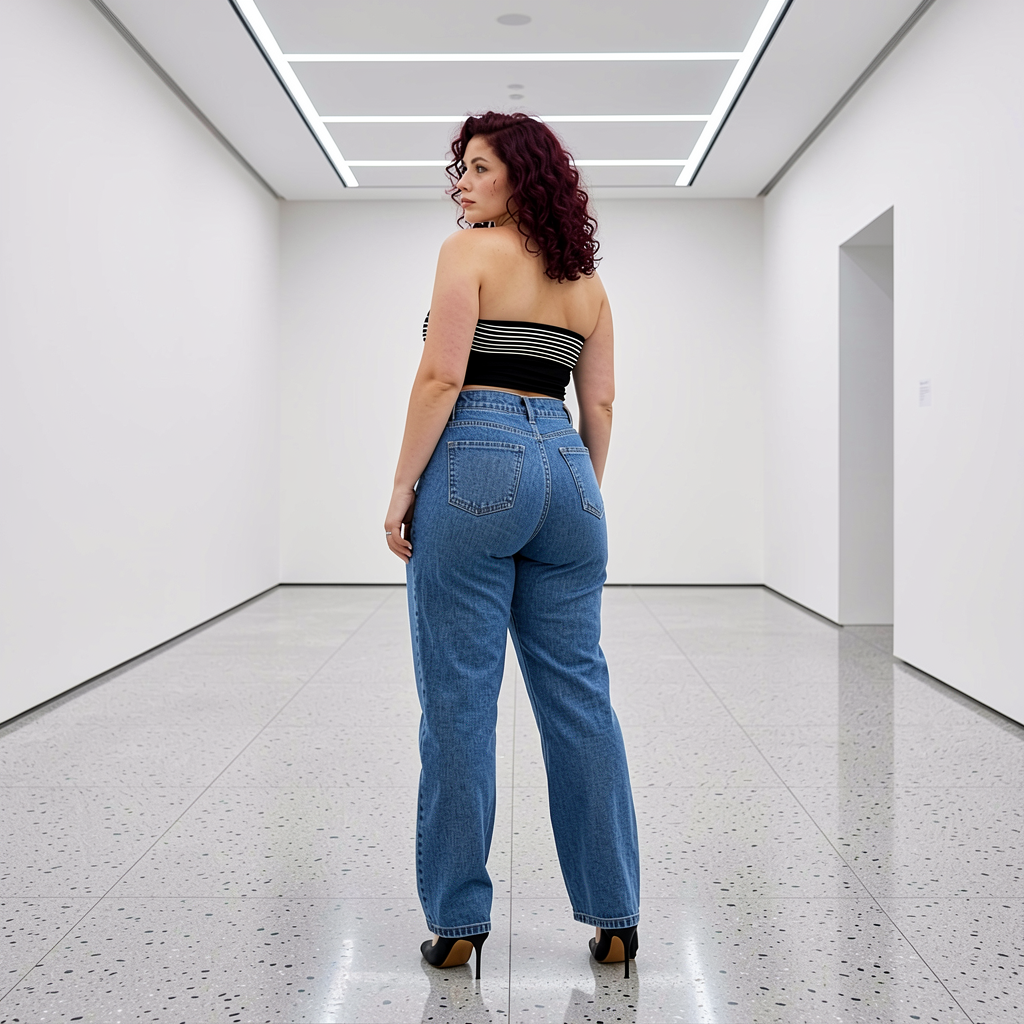 Jeanity Denim – Women's High Waist Straight Leg Washed Denim Jeans – JeanityDenimWomensHighWaistStraightLegWashedDenimJeansWomanwearingbluejeansandablacktopinawhiteroom20260526040444png