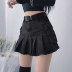 Jeanity Denim – Women's Pleated Ruffled Denim Skirt with Pockets – JeanityDenimWomensPleatedRuffledDenimSkirtwithPocketsClose20260221232547jpg