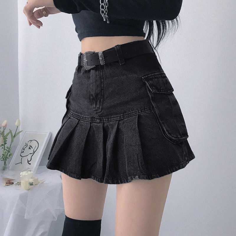 Jeanity Denim – Women's Pleated Ruffled Denim Skirt with Pockets – JeanityDenimWomensPleatedRuffledDenimSkirtwithPocketsClose20260221232547jpg