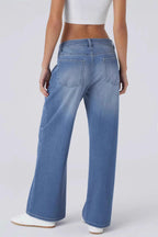 Jeanity Denim – Women's Retro Washed Denim Wide-Leg Jean Pants – JeanityDenimWomensRetroWashedDenimWideLegJeanPantsPersonwearingbluejeansonaplainbackground20260316060528jpg