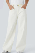 Jeanity Denim – Women's Retro Washed Denim Wide-Leg Jean Pants – JeanityDenimWomensRetroWashedDenimWideLegJeanPantsWhitewidelegpantswornbyapersononalightgraybackground20260316060532jpg
