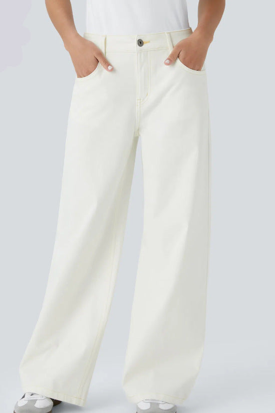 Jeanity Denim – Women's Retro Washed Denim Wide-Leg Jean Pants – JeanityDenimWomensRetroWashedDenimWideLegJeanPantsWhitewidelegpantswornbyapersononalightgraybackground20260316060532jpg