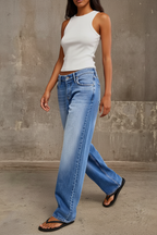 Jeanity Denim – Women's Sand Washed Loose Fit Straight Leg Jeans – JeanityDenimWomensSandWashedLooseFitStraightLegJeansLightbluewidelegjeansthreequarterangle20260211130809png