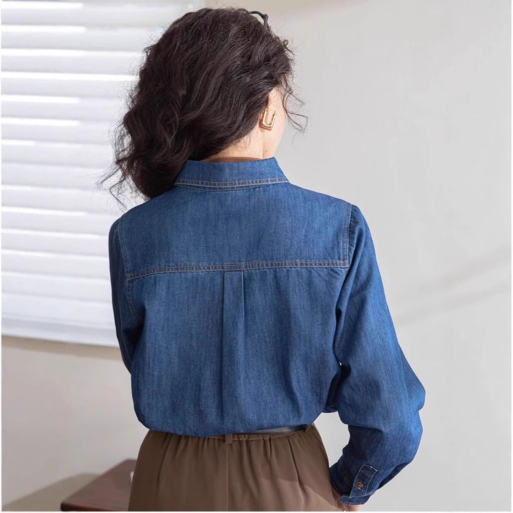 Jeanity Denim – Women's Slim Fit Denim Shirt with Pockets – JeanityDenimWomensSlimFitDenimShirtwithPocketsDetail20260217011749jpg