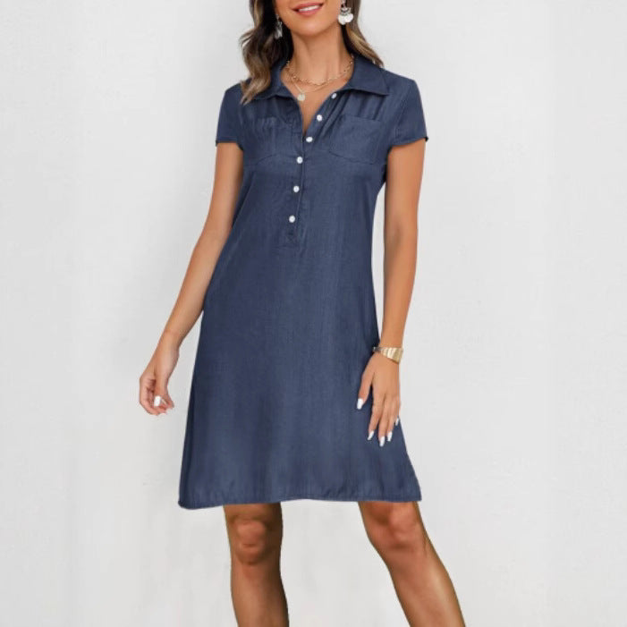Women's Swing Denim Dress Dark Blue / S