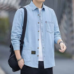 Men's Blue Denim Long-Sleeve Shirt