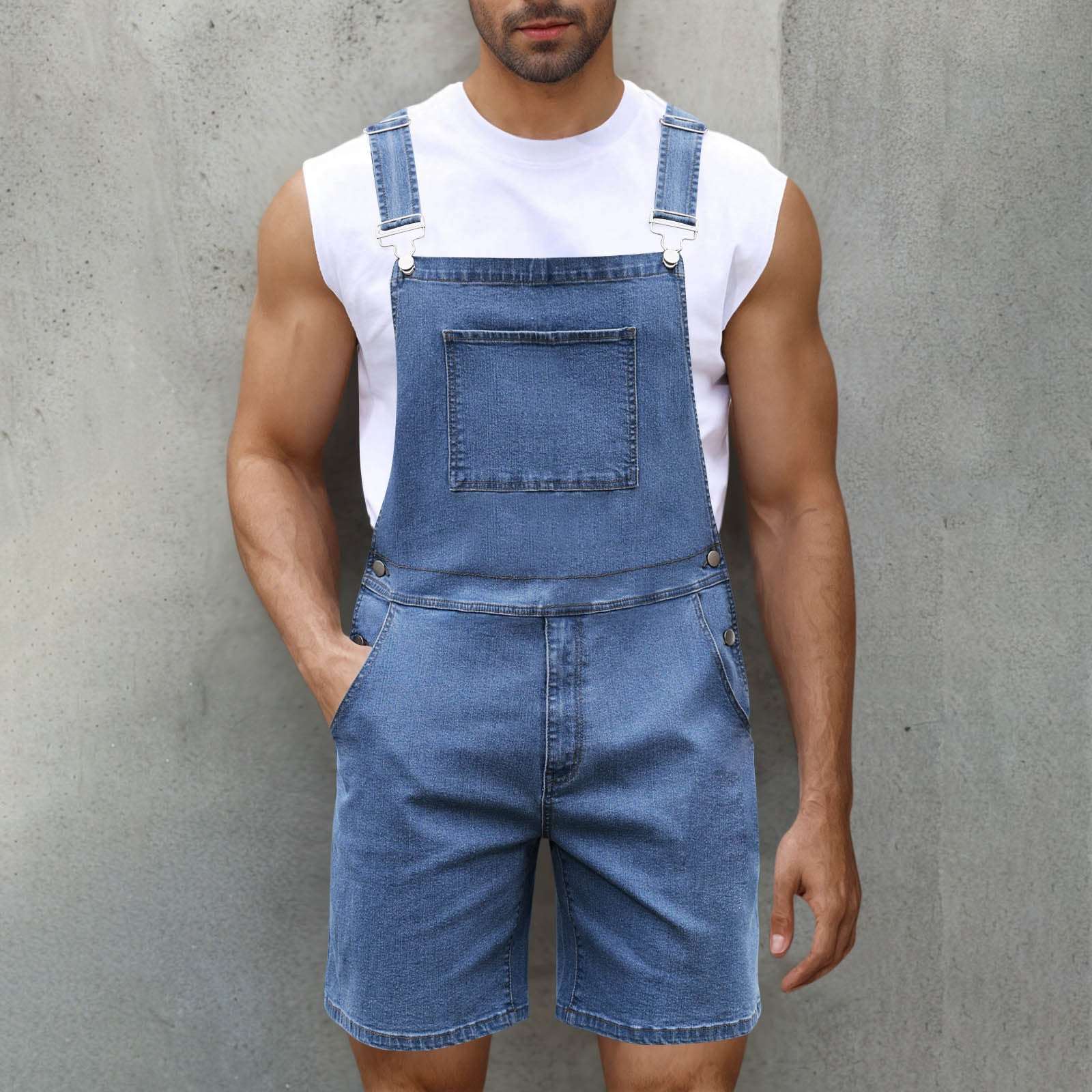 Men's Denim Short Overalls