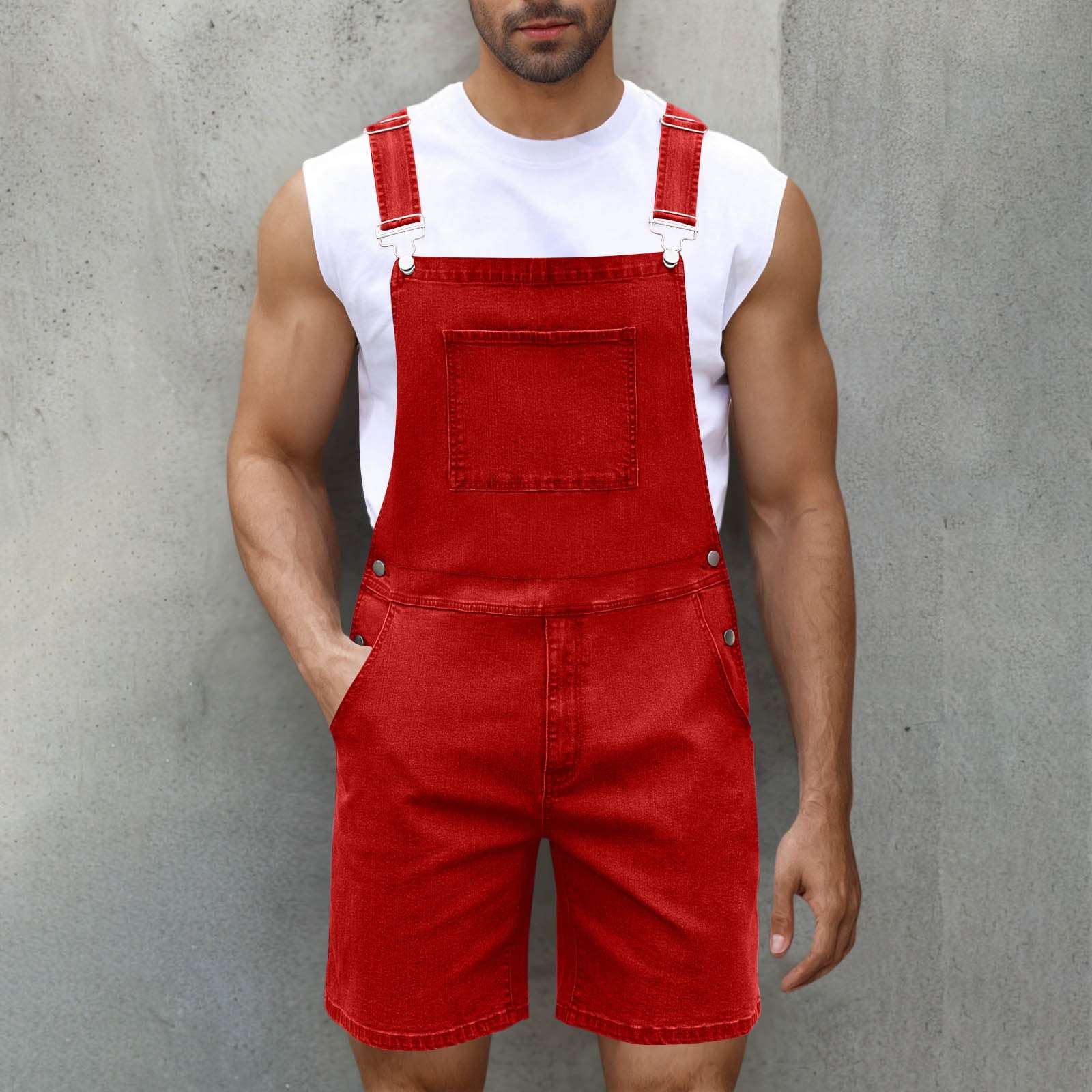 Men's Denim Short Overalls