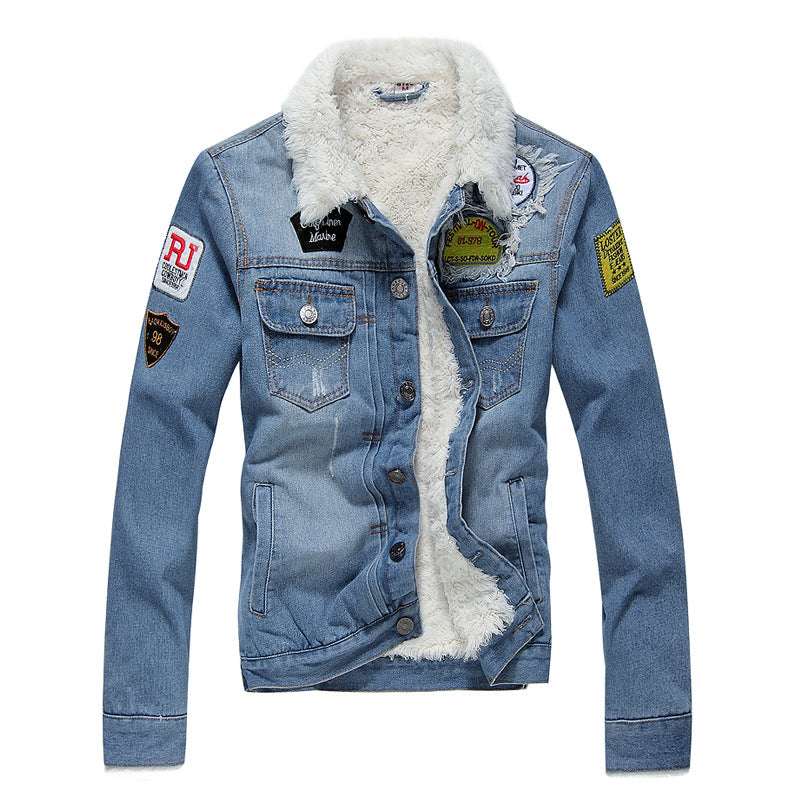 Men's Fleece Lined Denim Jacket - Oversized Fit