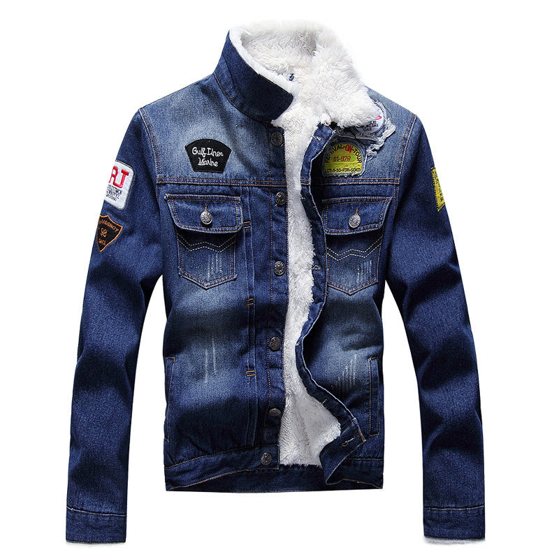 Men's Fleece Lined Denim Jacket - Oversized Fit