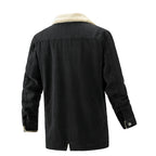 Men's Mid-length Fleece Lined Denim Jacket Back