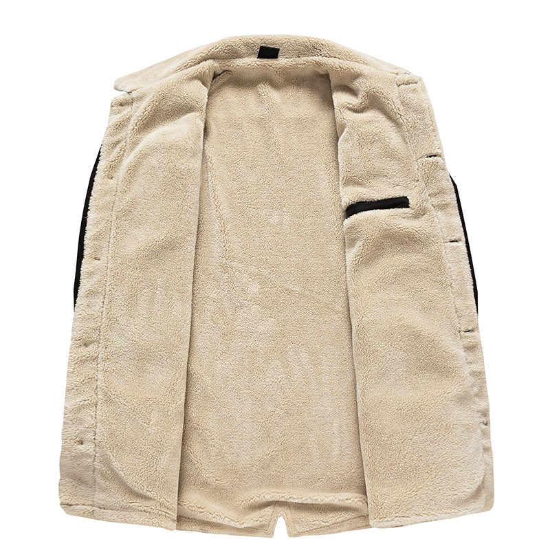 Men's Mid-length Fleece Lined Denim Jacket Inner