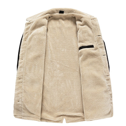 Men's Mid-length Fleece Lined Denim Jacket Inner