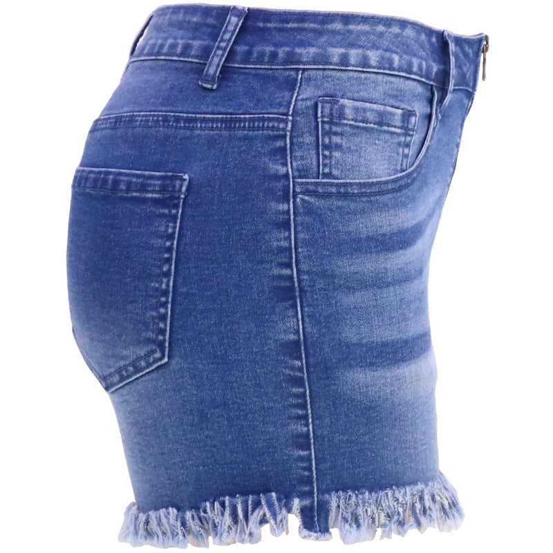 Women's Two Toned High Waist Denim Shorts