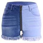 Women's Two Toned High Waist Denim Shorts