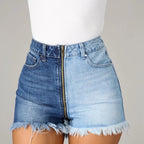 Women's Two Toned High Waist Denim Shorts
