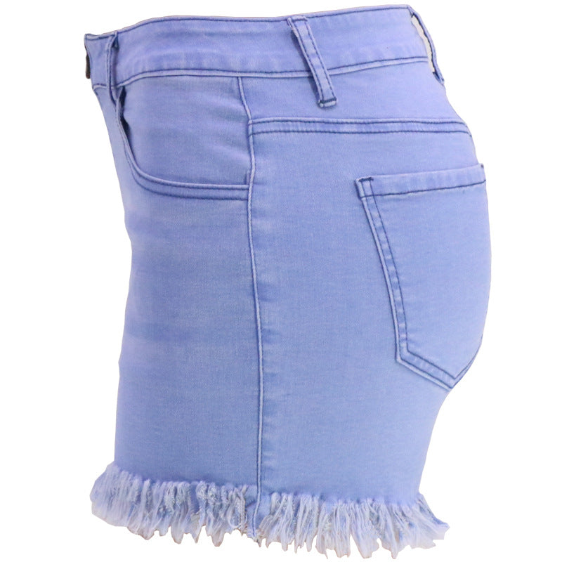 Women's Two Toned High Waist Denim Shorts