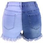 Women's Two Toned High Waist Denim Shorts