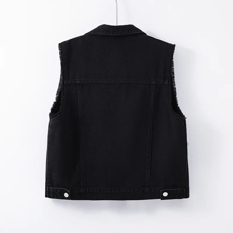 Women's Black Denim Vest