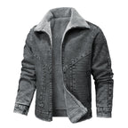 Retro Lapels Loose Cotton Jacket Fleece-lined Thickening Denim Jacket