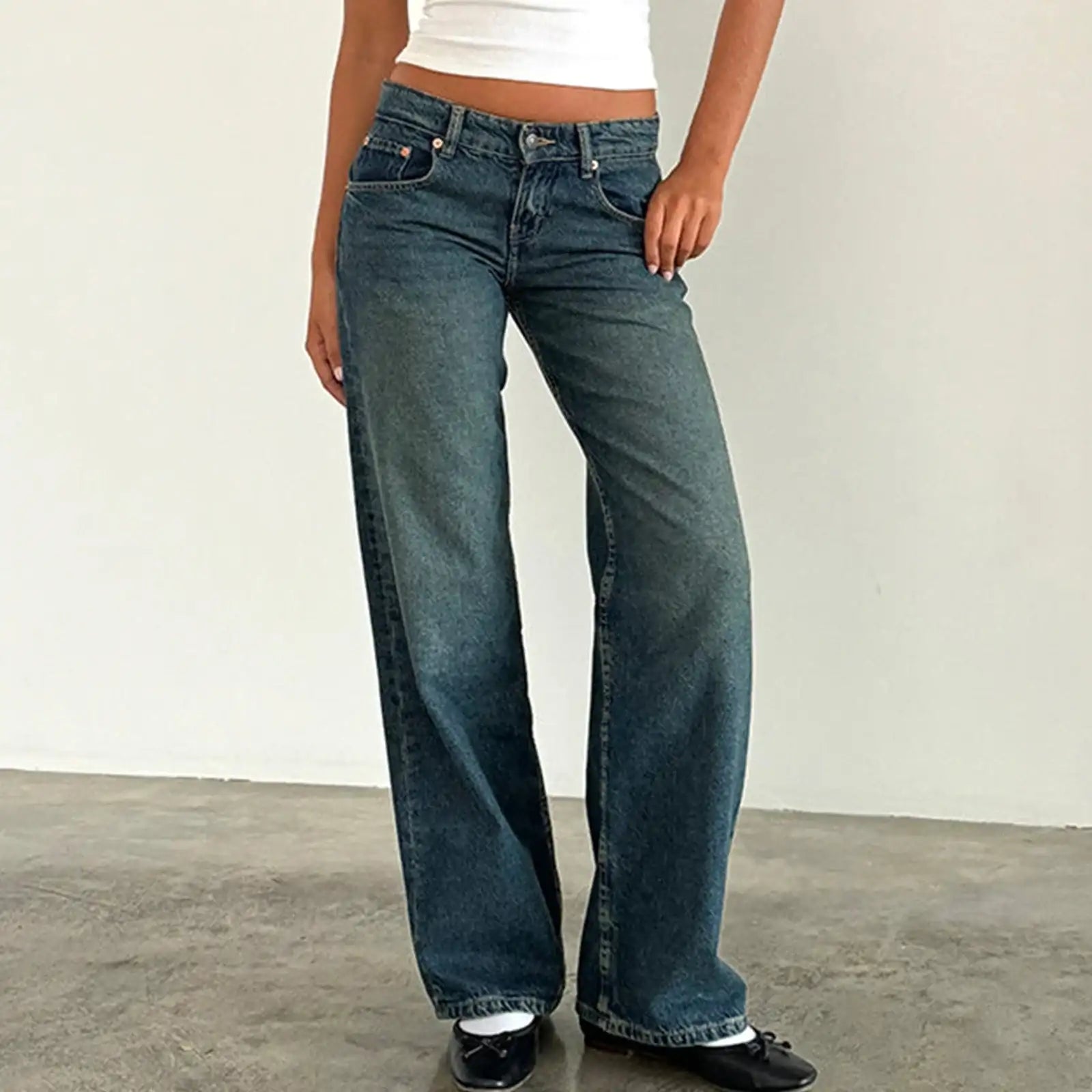 Women's Mid Rise Straight Leg Jeans