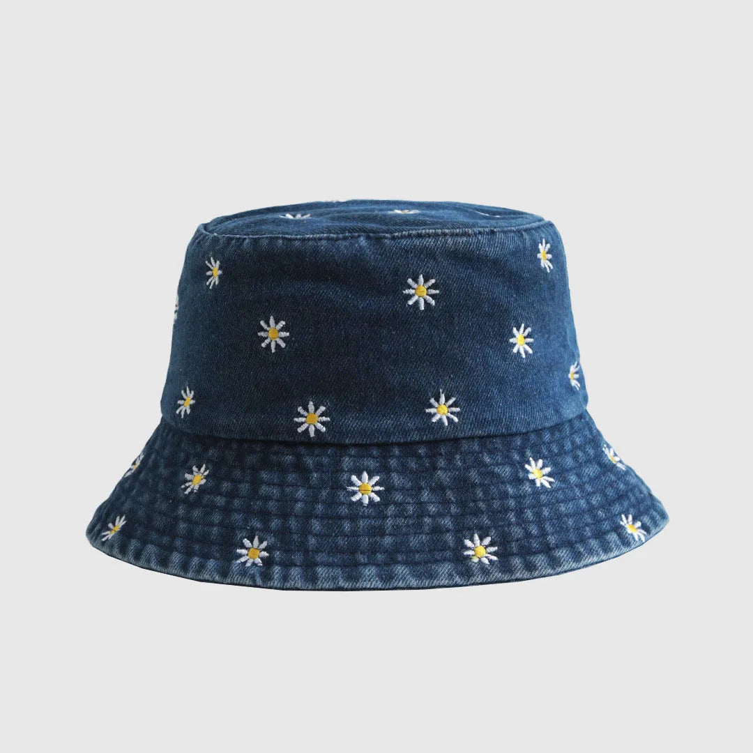 Embroidery Denim Bucket Hat