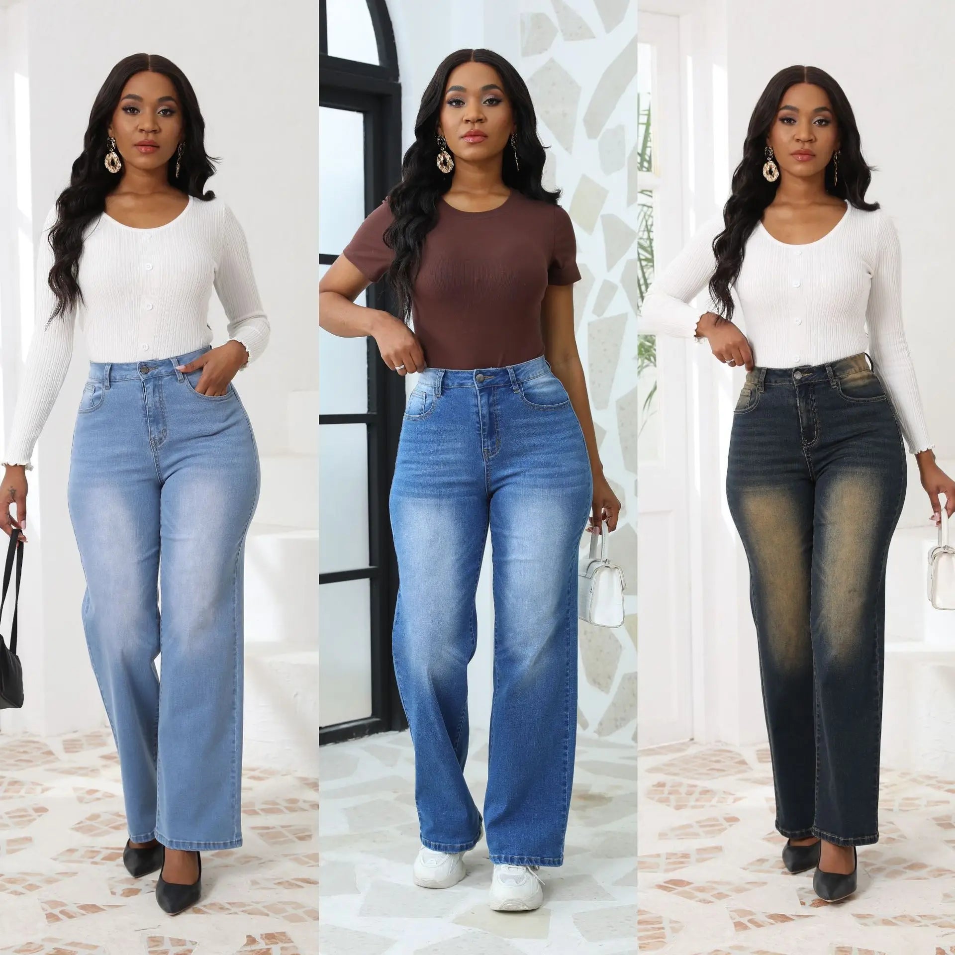 Women's High Waist Straight Leg BBL Jeans