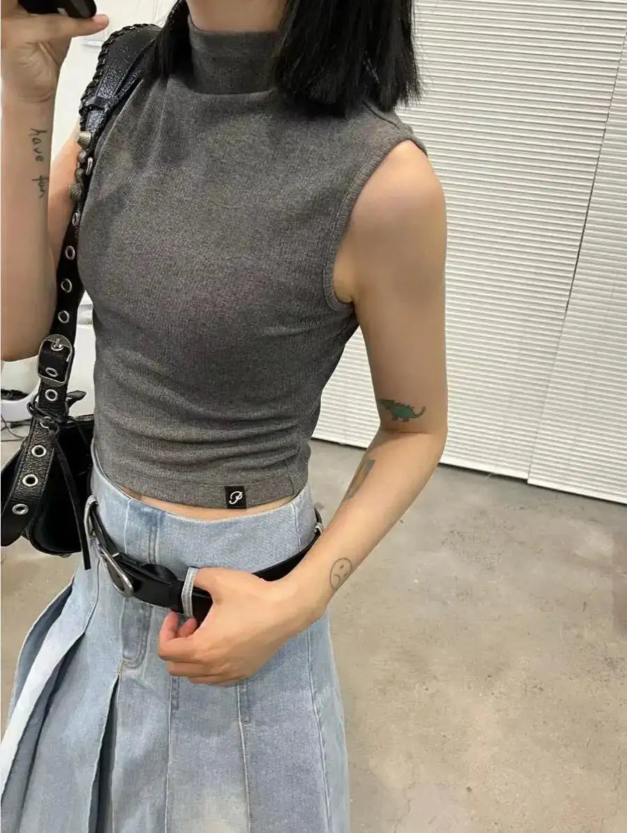 Denim Pleated A-Line Skirt