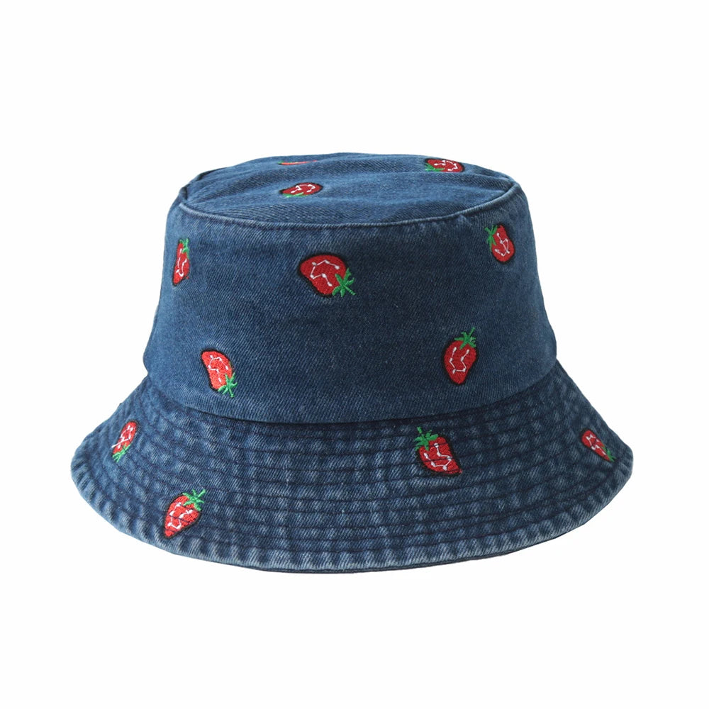 Embroidery Denim Bucket Hat