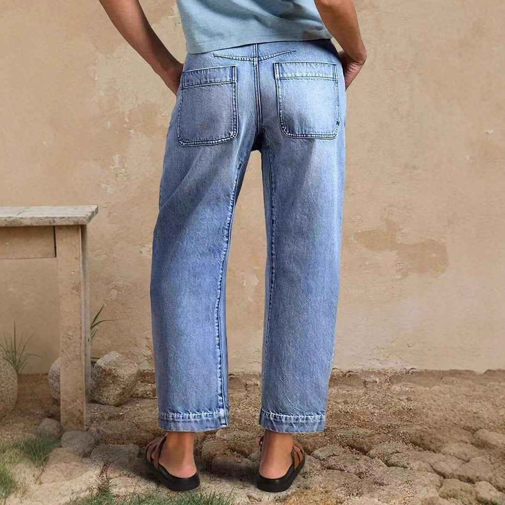 Washed Loose-Fit Denim Jeans - Street Hipster Style