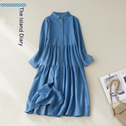 Denim Swing Skirt Dress with Ruffles