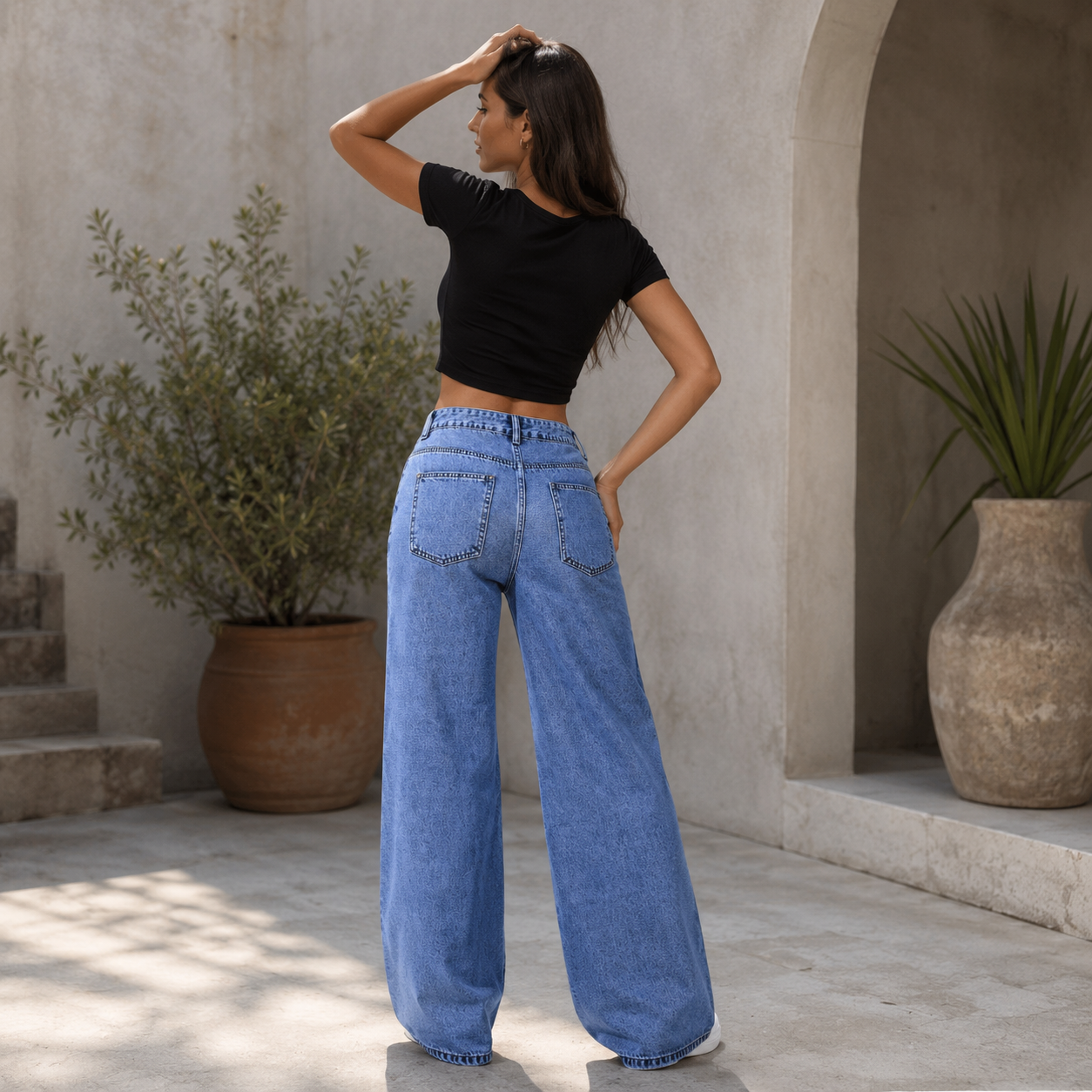 Women's High Rise Loose Fit Straight Leg Jeans
