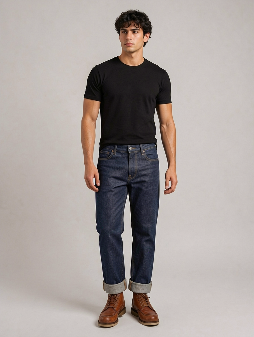 Men's Vintage Straight-Leg Denim Jeans - Blue