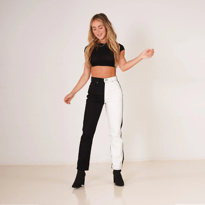Contrasting Colours High Rise Skinny Jeans