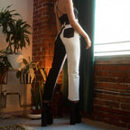 Contrasting Colours High Rise Skinny Jeans