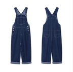 Korean Style Straight-Leg Denim Overalls - Front View