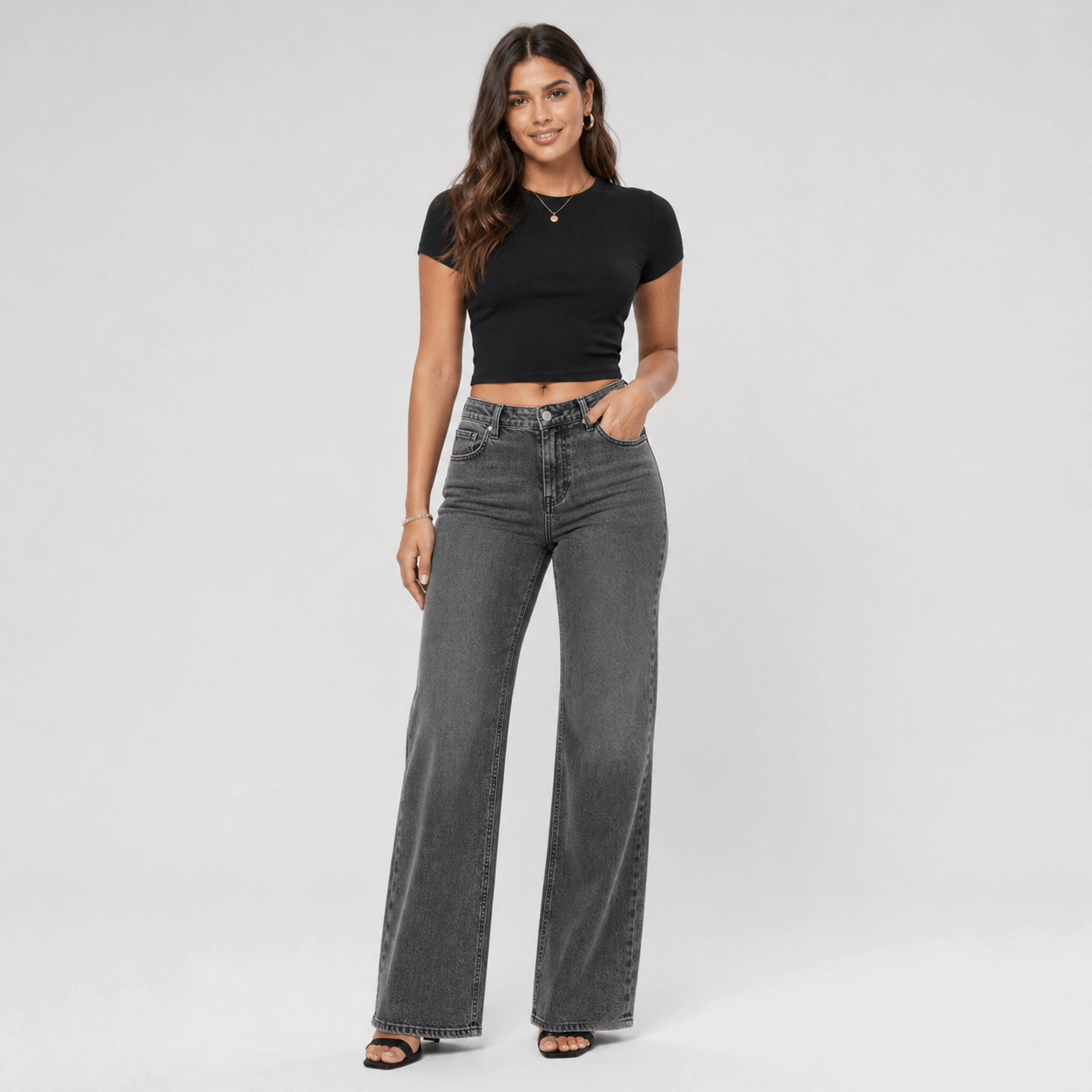 Women's Stretch Denim Wide Leg BBL Jeans - Slimming Fit