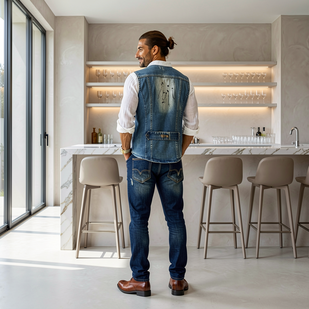 Men's Slim Fit Denim Vest