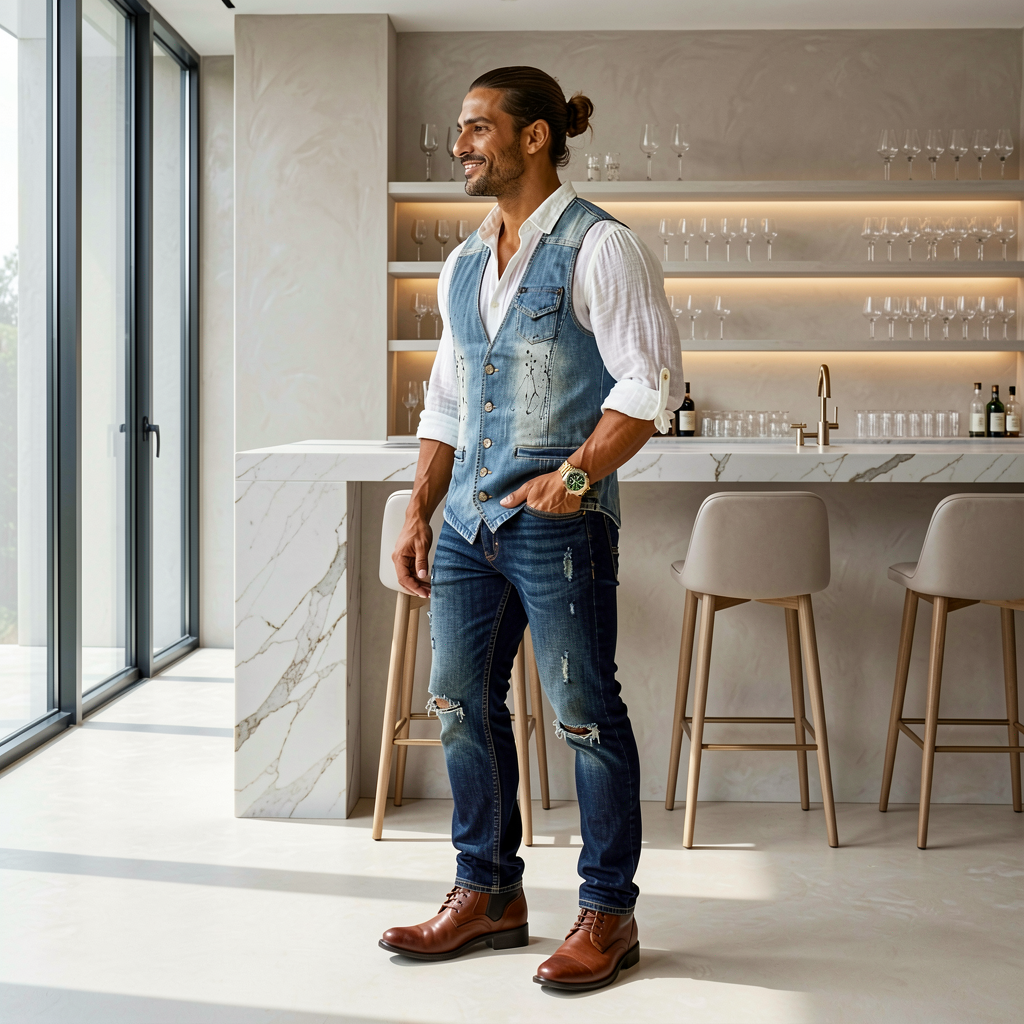 Men's Slim Fit Denim Vest